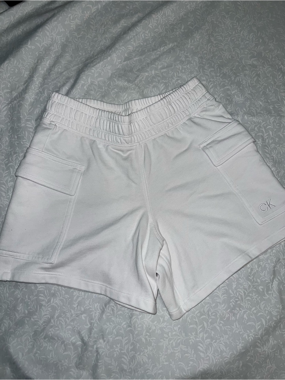 Calvin Klein White Women's Cargo Lounge Shorts with CK Logo
